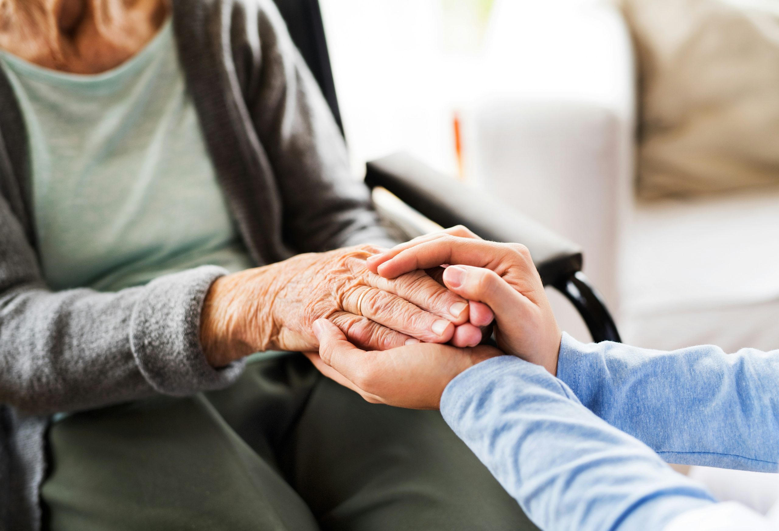 Calm, comforting senior care moment